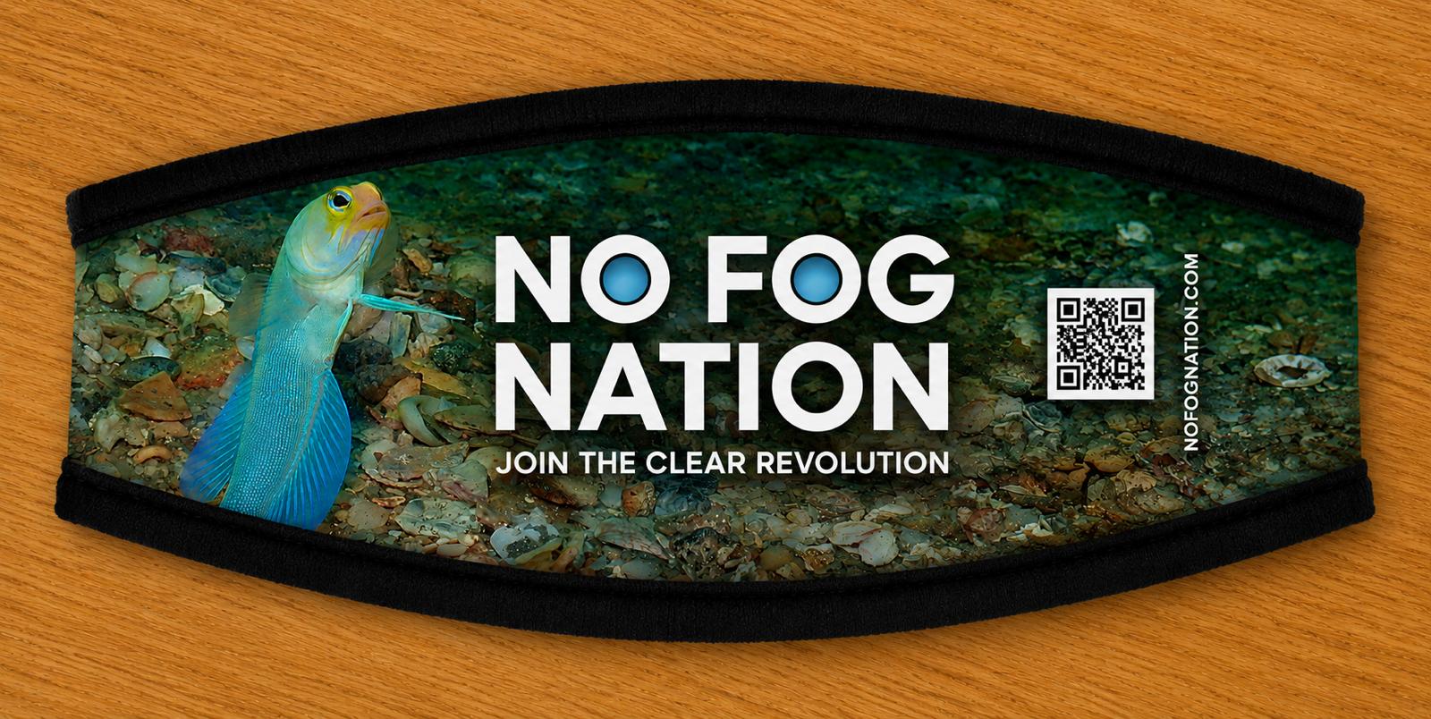 No Fog Nation Ocean Series mask strap cover featuring a blue jawfish