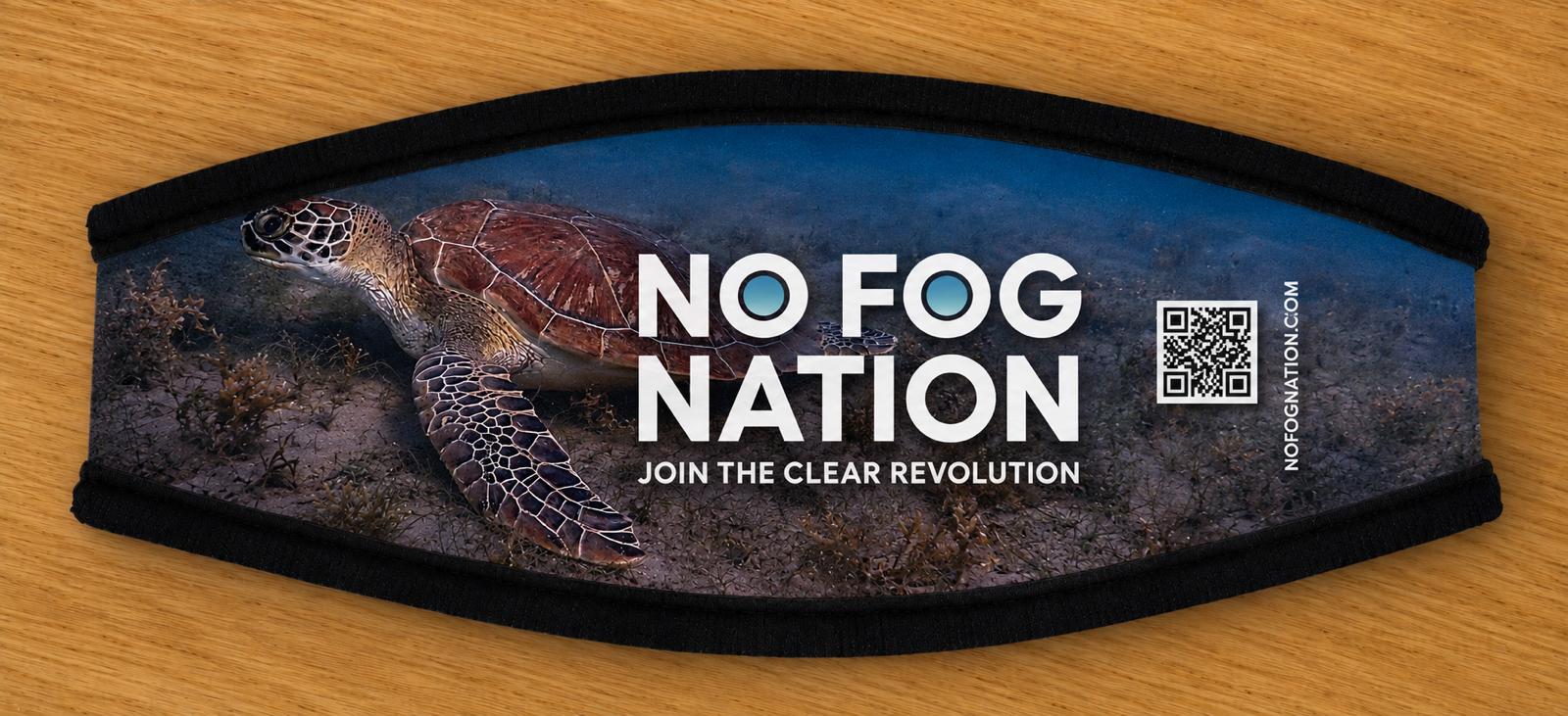 No Fog Nation Ocean Series mask strap cover featuring a sea turtle